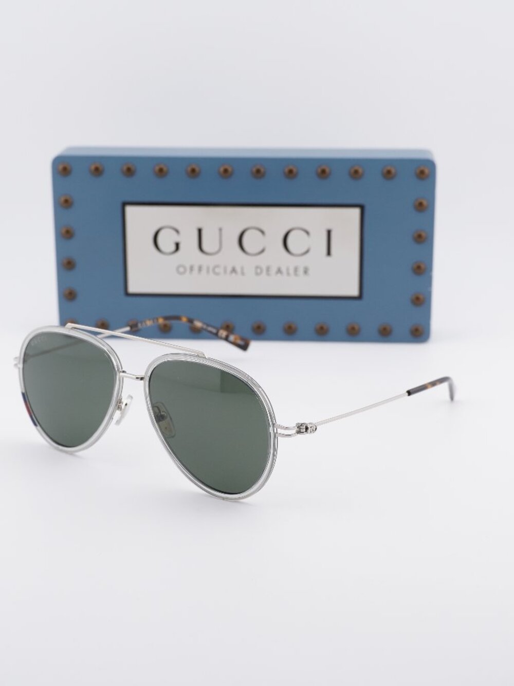Gucci GG1981S 005 Aviator Sunglasses - Transparent Grey/Silver\ Grey